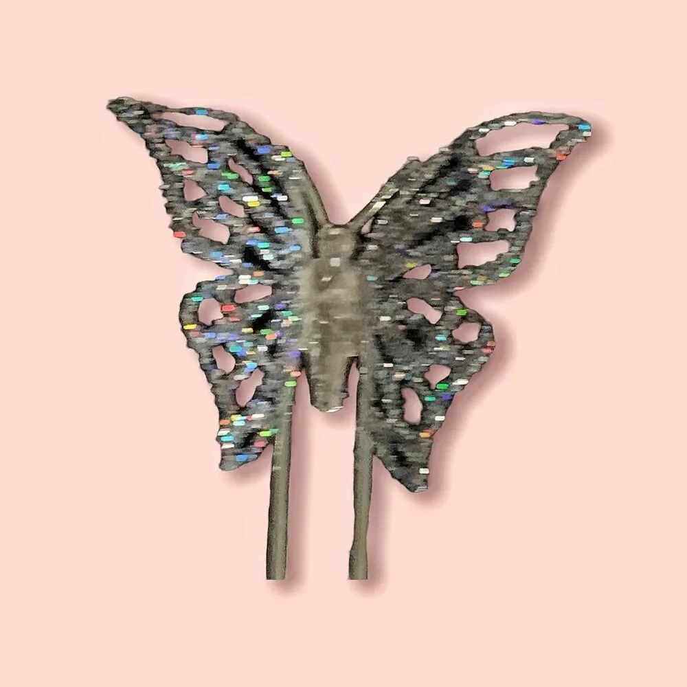 Set of 3 sparkling butterfly vintage hair ornaments 5.5” long